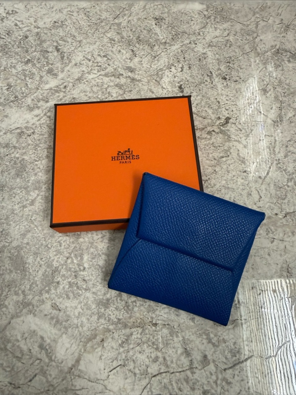 Hermes Blue Leather Coin Pouch